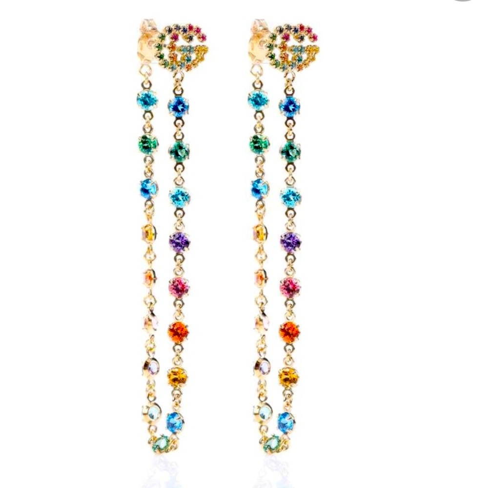 RARE!! Authentic Gucci long strand gemstone earrings.